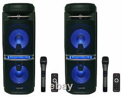 2 Rockville Go Party X10 Dual 10 Wireless Linking Bluetooth Party Speakers+mics
