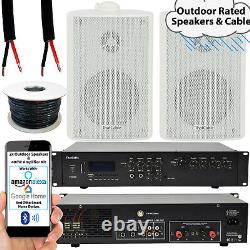 400w Loud Outdoor Bluetooth System 2x White Speaker Musique De Jardin Imperméable