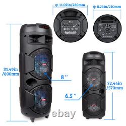 5000w Dual Subwoofer Bluetooth Haut-parleur Portable Party Fm Karaok Dj Led Aux + MIC