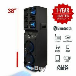 Axess Pabt6026 2 X 6,5 Party Rechargeable Speaker + Usb / Aux / Fm + Led Champignons