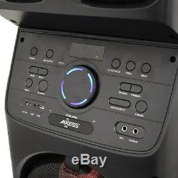 Axess Pabt6027 12 Haut-parleur De Fête Rechargeable + Bluetooth + Usb / Aux / Fm / Led + Micro