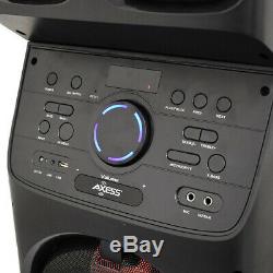 Axess Pabt6027 Haut-parleur De Sonorisation Portable Bluetooth Avec Lumières Disco Led
