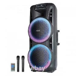 Axess Party Rock Bluetooth Pa Speaker 2-15 Woofers 10000 Watts Lumières Led