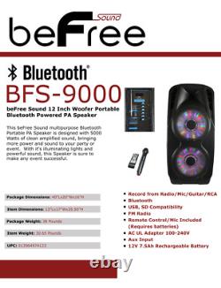 Befree 3000w Dual 12 Subwoofer Portable Bluetooth Party Pa Dj Speaker MIC Guitare