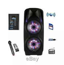 Bluetooth Portable Dj Pa Party Avec Haut-parleur Double 10 Woofer Amp Lumières Led Basse