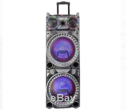Bluetooth Portable Dj Party Haut-parleur Avec Party Lights 2 Microphones Sans Fil Nouveau