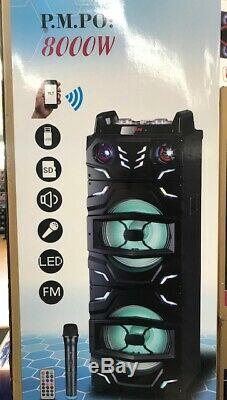 Bluetooth Rechargeable Party Dj Haut-parleur Double 12 Pouces Avec Des Lumières + Micro Sans Fil