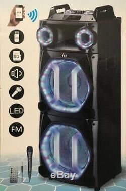 Bluetooth Rechargeable Party Dj Haut-parleur Double 12 Pouces Avec Lumières Led + Micro Filaire