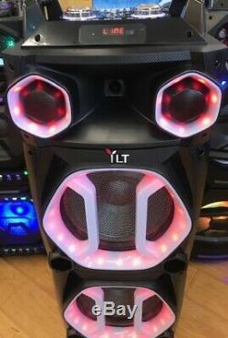 Bluetooth Rechargeable Party Dj Haut-parleur Double 12 Pouces Avec Lumières Led + Micro Filaire