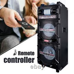 Dual 10'' Bluetooth Party Speaker Loud Heavy Bass Stereo Withmic Led Aux Remote