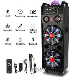 Dual 10 Powered Bluetooth Party Speaker Stereo System + Microphone