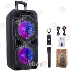 Dual 10'' Subwoofer 9000w Portable Bt Party Speaker Led Heavy Bass Fm Usb MIC