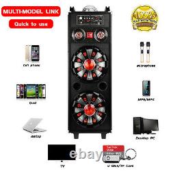 Dual 10 Subwoofer Bluetooth Large Party Speaker System With Remote Light MIC
