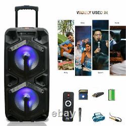 Dual 10 Woofer Portable Fm Bluetooth Party Speaker Heavy Bass Sound With MIC Us
