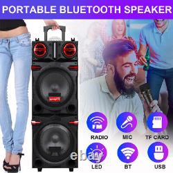 Enceinte Bluetooth Dual 10 avec caisson de basses de 9 000 W, système audio à basse puissante pour fête avec microphone