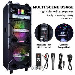 Enceinte Bluetooth Woofer Système Haute Performance Party FM Karaoke Disco LED AUX avec Microphone