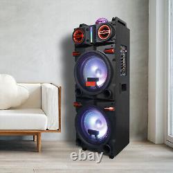 Enceinte Bluetooth de 9000 Watts avec double haut-parleur de 10 pouces + 1 tweeter, FM, karaoké, LED et entrée AUX