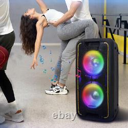 Enceinte Bluetooth portable Dual 10 de 3400W pour soirées DJ avec microphone et système audio à basses puissantes