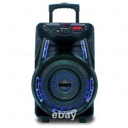 Enceinte Bluetooth portable de 2700W avec haut-parleur de 15 pouces, système de fête à basses lourdes avec micro et trépied