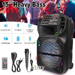 Enceinte Bluetooth subwoofer 5000W 15 à basse lourde LED Party DJ System Mic AUX FM