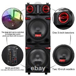 Enceinte Bluetooth subwoofer double 10 de 9000W pour système audio DJ Party Karaoké avec microphone