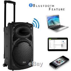 Enceinte De Fête Bluetooth Karaoké Rechargeable Portable Avec 2 Microphones Fm / Radio Usb / Sd