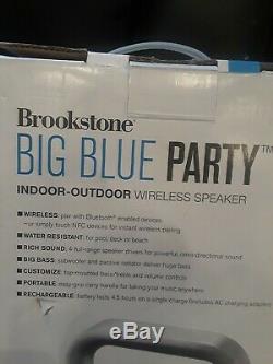 Enceinte Portable Sans Fil Brookstone Big Blue Party, Gris Nouveau
