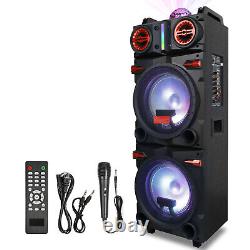 Enceinte Woofer Bluetooth Système Heavy Duty Party FM Karaoke Disco LED AUX avec Microphone