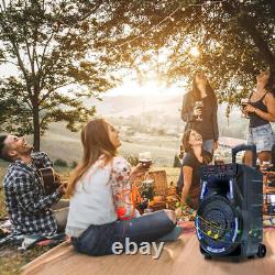 Enceinte de fête Trolley Bluetooth sans fil 15 avec subwoofer RGB Bass et télécommande & trépied