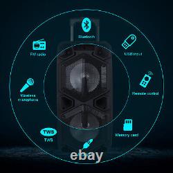 Enceinte de fête portable Bluetooth avec double subwoofer de 10 pouces et ampli de 9000W pour karaoké et microphones