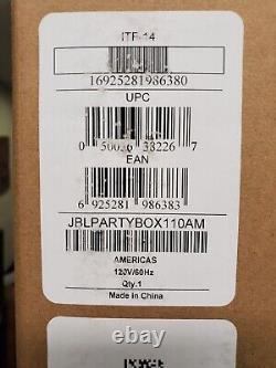 Enceinte de fête portable JBL PartyBox 110 avec lumières intégrées, son puissant et basses.