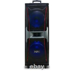 Enceinte de fête professionnelle Dolphin SP-175 Dual 15 7000W avec Bluetooth Ground Shaker