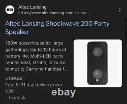 Enceinte de fête sans fil Altec Lansing Shockwave à 200 dollars