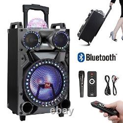 Enceinte portable Bluetooth 12 Heavy Bass Party DJ Subwoofer LED avec micro et télécommande