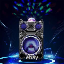 Enceinte portable Bluetooth 12 Heavy Bass Party DJ Subwoofer LED avec micro et télécommande