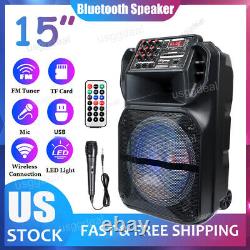 Enceinte portable Bluetooth 15 Subwoofer avec basses puissantes système de fête DJ AUX & Microphone