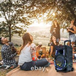 Enceinte portable de fête Bluetooth 2700W avec subwoofer de 15 pouces, grave puissant, support, micro et entrée AUX