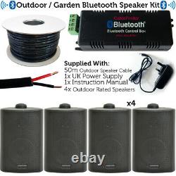 Garden Party Bbq Outdoor Speaker Kit Mini Stéréo Amp Et 4 Haut-parleurs Noirs Sans Fil