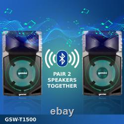 Gemini Dj Audio Portable Résistant À L'eau Sans Fil Bluetooth Party Speaker Set