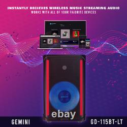 Gemini Pro Audio Dj 1000w Watts 15 Pouces Party Haut-parleurs De Système Pa Bluetooth Led