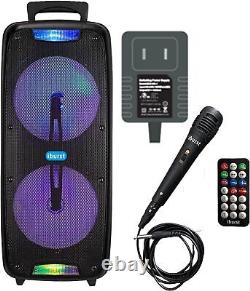 Haut-parleur Bluetooth FM portable sans fil de 8 pouces 1000W avec système de son lourd de basses pour fête