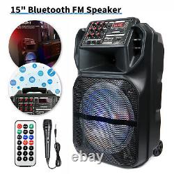 Haut-parleur Bluetooth Portable 15'' Heavy Bass Sound Party Dj System Avecmic Aux Fm