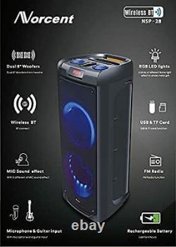 Haut-parleur Bluetooth Portable Norcent Dual 8 Pouces Avec Lumière Activée Par Le Son