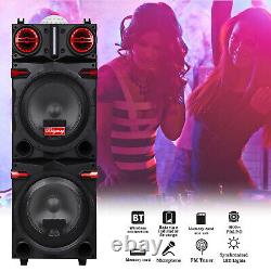 Haut-parleur Bluetooth Subwoofer Dual 10' Rechargeable Party avec LED FM Karaoké