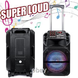 Haut-parleur Bluetooth portable 15 avec subwoofer, basses puissantes, système de fête DJ, microphone, AUX et FM