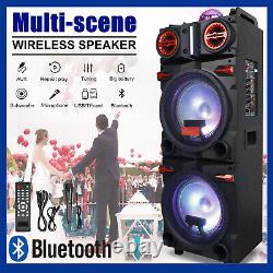 Haut-parleur Bluetooth portable Dual 10'' avec système audio à basse puissante pour fêtes avec microphone et télécommande.