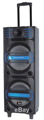 Haut-parleur Rechargeable Portable Dual Usb Bluetooth 10 Pouces Alimenté Par Usb Sd 2x10