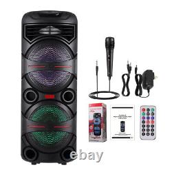 Haut-parleur de fête portable Bluetooth FM avec double subwoofer de 12 pouces, son lourd et basse profonde AUX nouveau