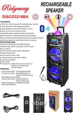 Haut-parleur de fête portable Bluetooth avec double 10 woofers et système de son lourd avec basses profondes & microphone