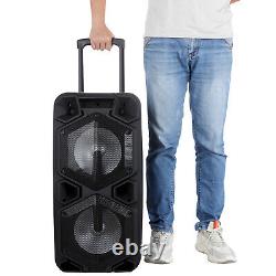 Haut-parleur de fête portable Dual 10'' Subwoofer Bluetooth avec USB, radio FM, karaoké, LED et microphone